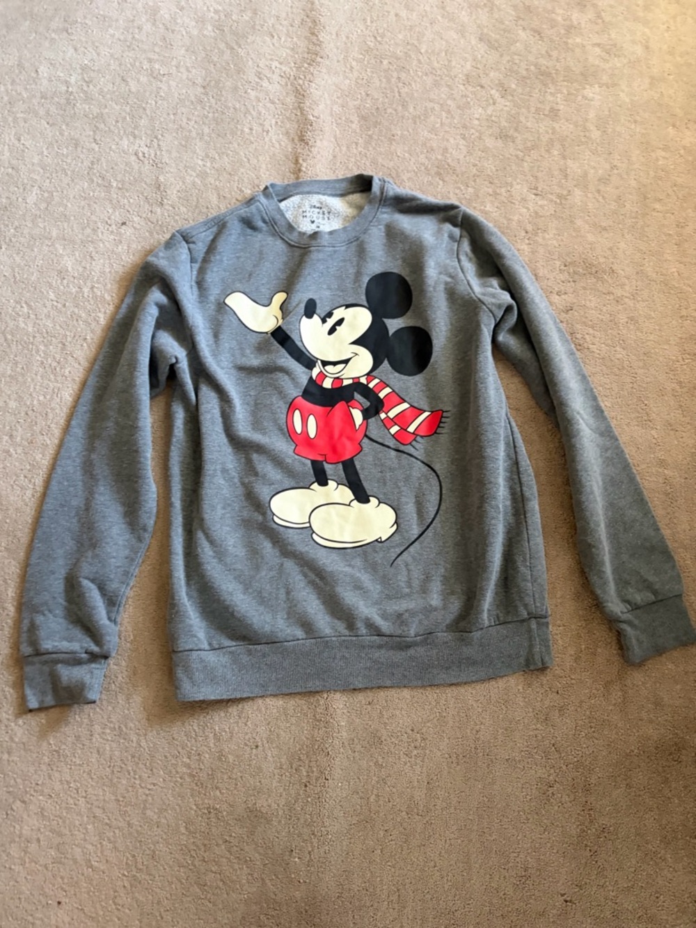 Gray Mickey Mouse Graphic Crewneck Sweatshirt - Casual Women's Pullover
